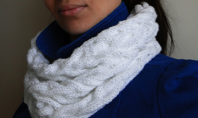 White Cabled Cowl