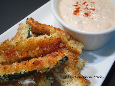 Baked Zucchini Sticks with Sweet Onion Dip