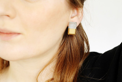 Gold Dipped Concrete Earrings