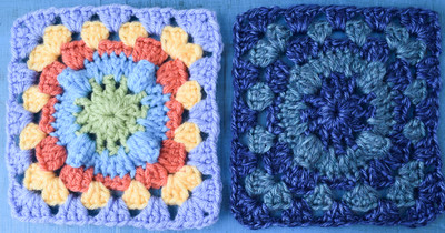 Bright Popcorn Crochet Granny Square