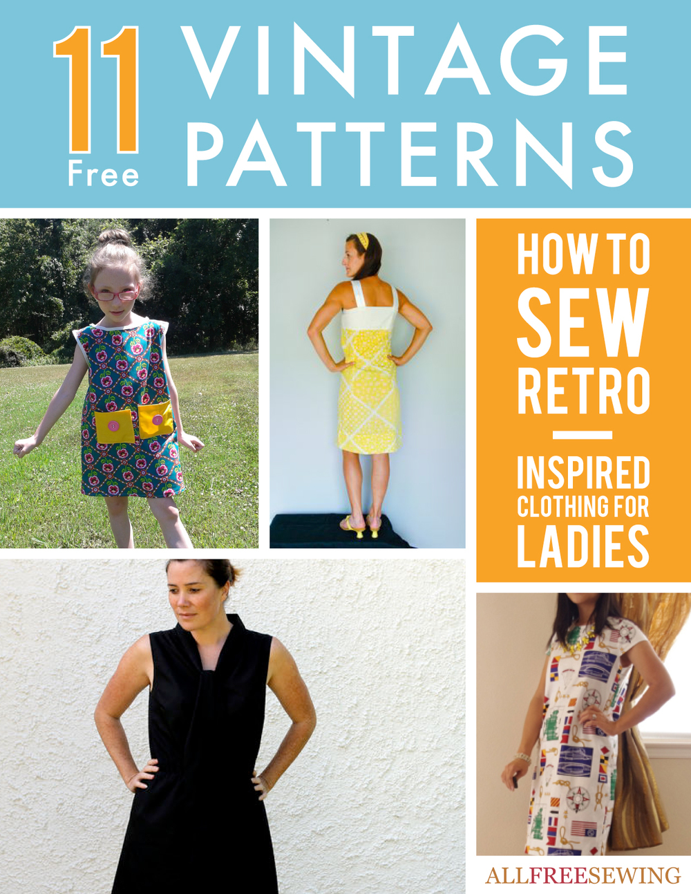 11 Free Vintage Patterns How to Sew Retro Inspired Clothing for Ladies Free eBook cover ExtraLarge1000 ID 999225