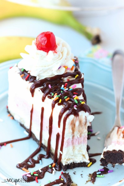 No-Bake Banana Split Cheesecake