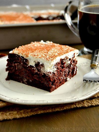 Tiramisu Chocolate Poke Cake