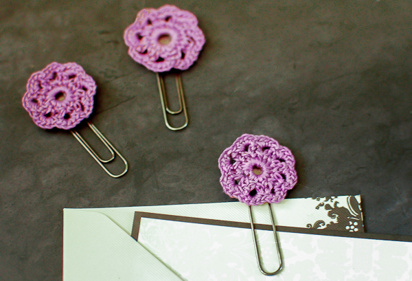 Crochet Flower Paper Clip Toppers