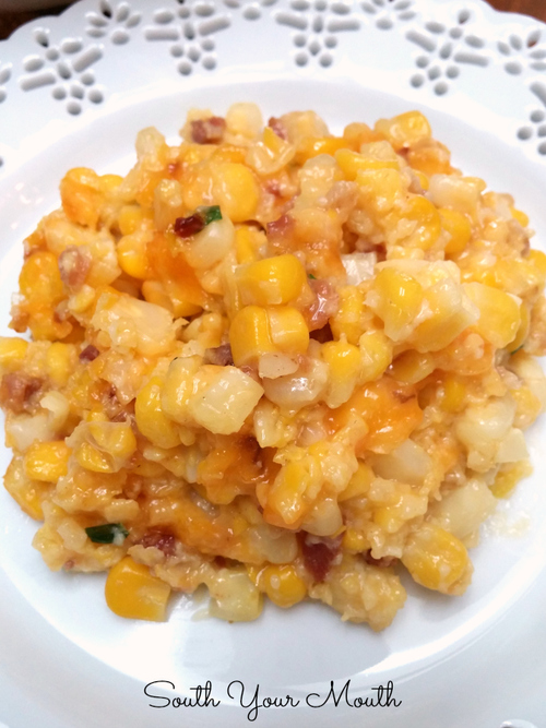 Corn Casserole with Cheese and Bacon