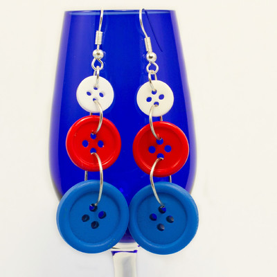 Red, White, and Blue Button Earrings