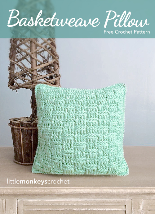 Basketweave Crochet Throw Pillow