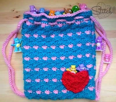 Heart Pocket Crochet Drawstring Backpack