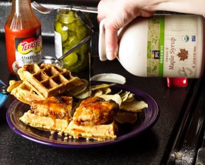 Fried Chicken and Waffles Sandwich