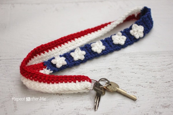 Crochet Stars and Stripes Lanyard