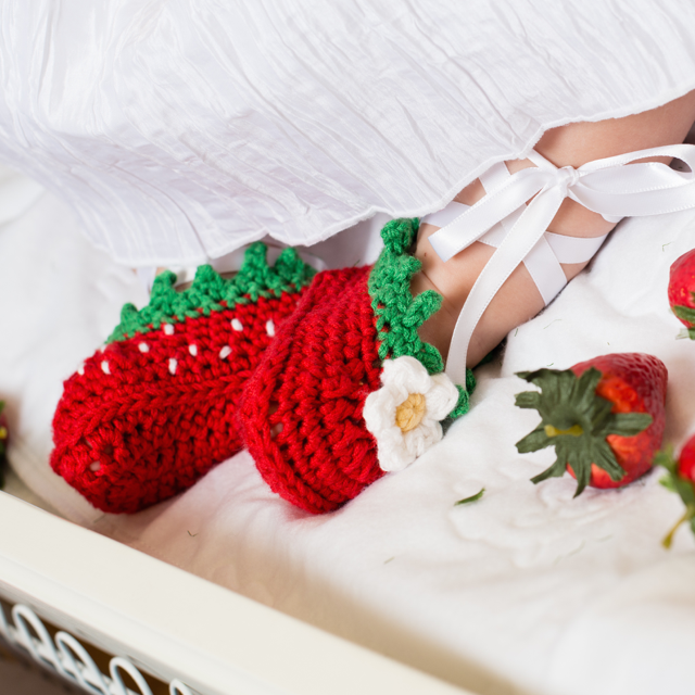 Sweetest Strawberry Baby Booties