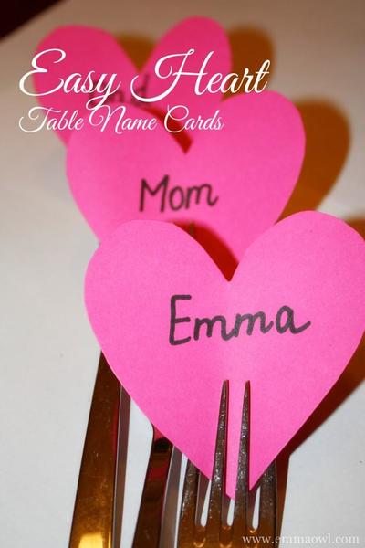 Heart Shaped Table Name Cards