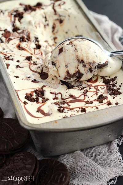 Homemade Cookies 'n' Cream Ice Cream with Nutella Swirl