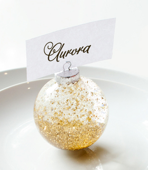 Homemade Snow Globe Place Card Holder