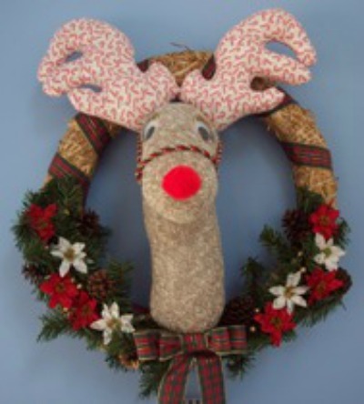 Charming Sock Reindeer Wreath