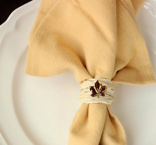 DIY Jeweled Raffia and Decoupage Napkin Rings