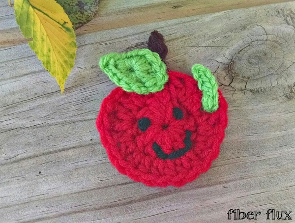 Happy Apple Crochet Applique
