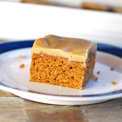 Pumpkin Bars with Caramel Frosting
