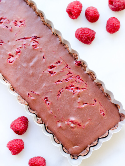 Secretly Healthy Raspberry Swirl Chocolate Tart