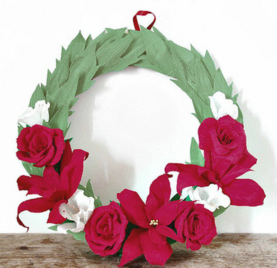 Gorgeous Crepe Paper Holiday Wreath