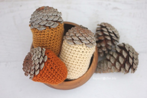 Crochet Acorn Centerpiece