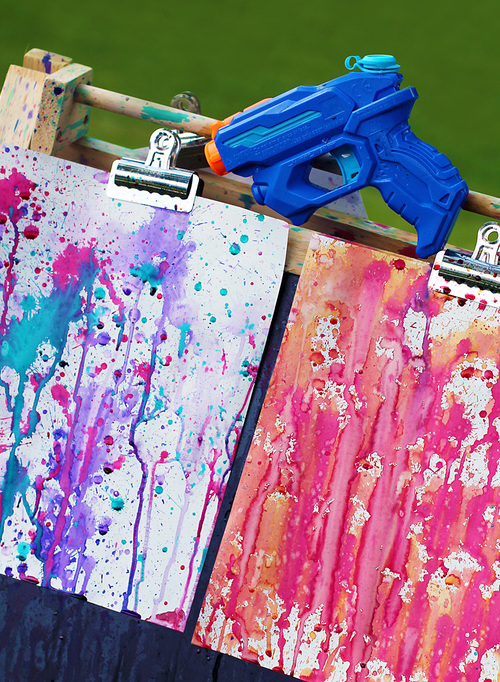 Squirt Gun Watercolor Painting