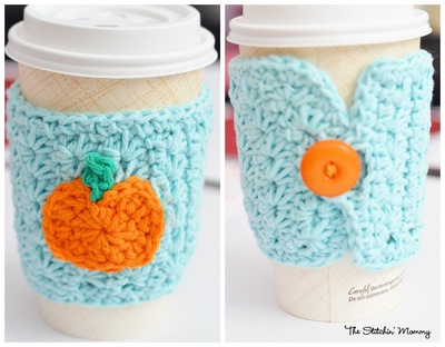 Star Stitch Crochet Pumpkin Coffee Cozy
