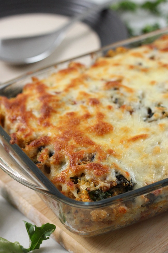 Creamy Portobello and Kale Quinoa Bake