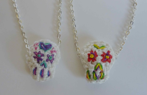 Crochet Sugar Skull Necklace