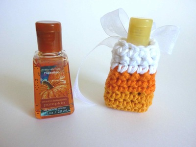 Candy Corn Hand Sanitizer Cozy