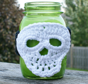 Crochet Skull Mason Jar Cozy