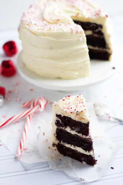 Dark Chocolate Peppermint Layered Cake