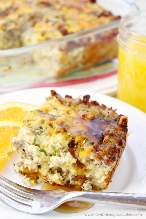 Sausage Egg and Waffle Breakfast Casserole