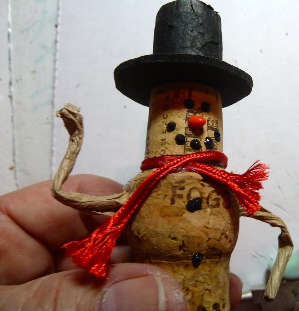 Wine Cork Snowman Ornament