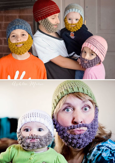 Fun Bobble Beard Baby Hat Crochet Pattern