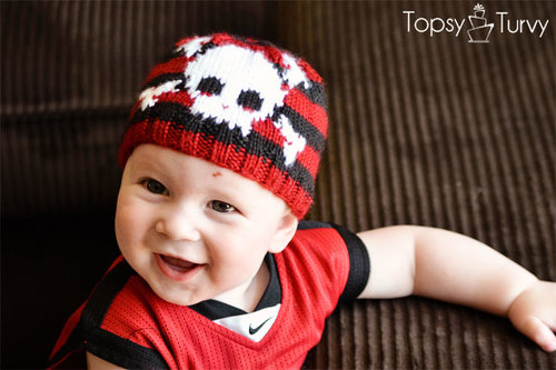 Skull  Bones Striped Baby Beanie