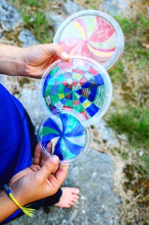 DIY Recycled Kaleidescope Frisbees