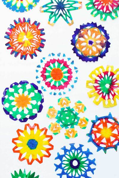 Psychedelic Watercolor Coffee Filter Snowflakes