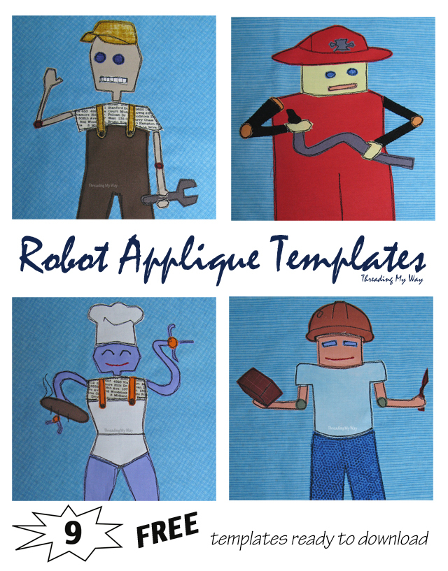 Robot Applique Templates AllFreeSewing Com