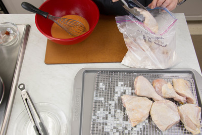 Place chicken in bag with dry ingredients