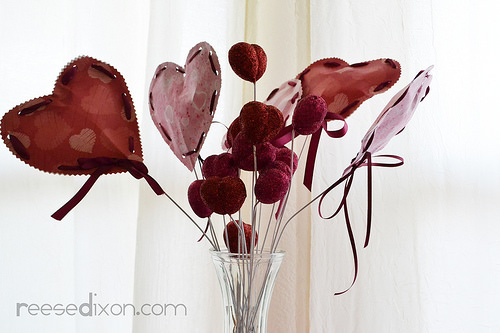 Valentines Paper and Styrofoam Heart Bouquet