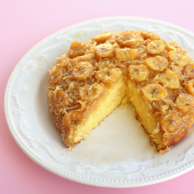 Coconut Banana Upside-Down Cake