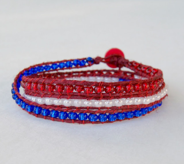 Red White and Blue Wrap Bracelet