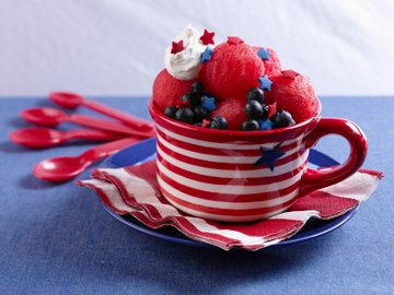 Red, White and Blue Watermelon Sundaes