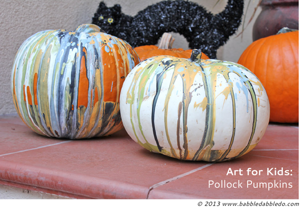 Kid Friendly Pollock Painted Pumpkins