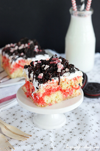 Candy Cane Poke Cake