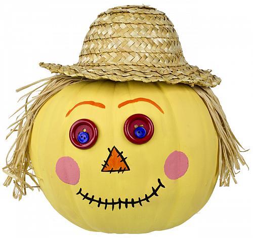 Scarecrow Pumpkin with Straw Hat