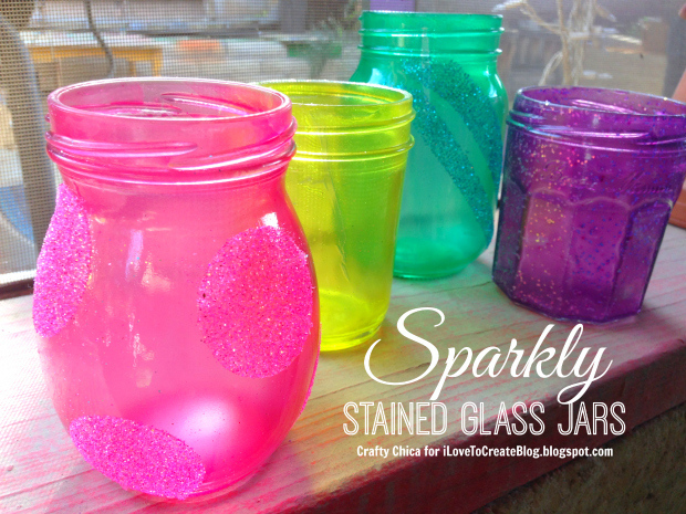 Sparkly Stained Glass Jars