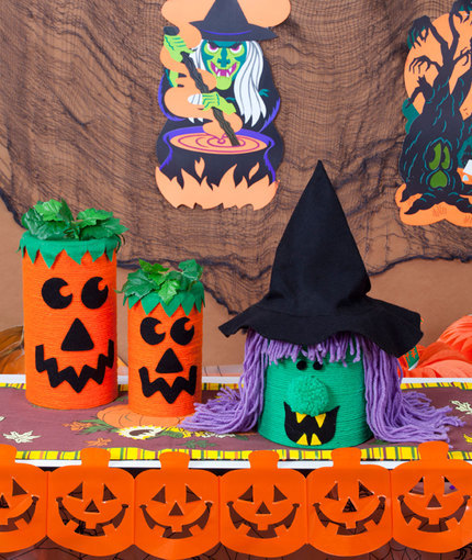 Jack-o-Lantern and Witch Canister Crafts