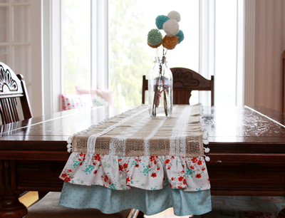 Simple Lace and Burlap Table Runner